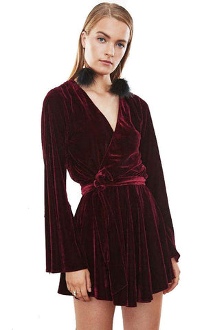 L'ACADEMIE VELVET WRAP DRESS