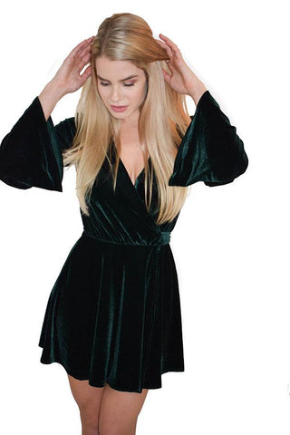 L'ACADEMIE VELVET WRAP DRESS