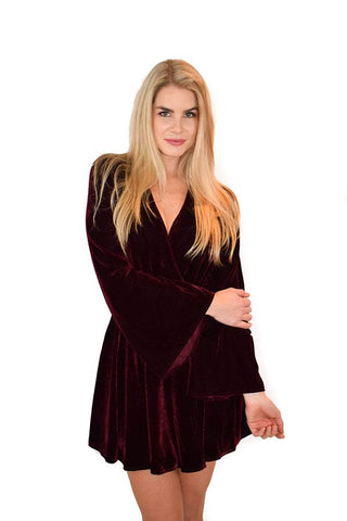 L'ACADEMIE VELVET WRAP DRESS