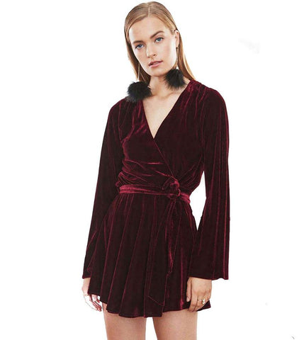 L'ACADEMIE VELVET WRAP DRESS