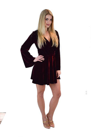 L'ACADEMIE VELVET WRAP DRESS