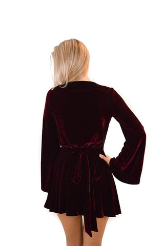 L'ACADEMIE VELVET WRAP DRESS