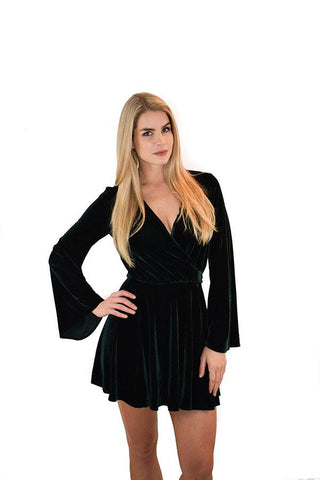 L'ACADEMIE VELVET WRAP DRESS