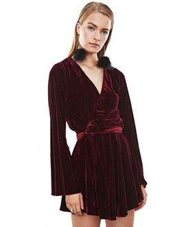 L'ACADEMIE VELVET WRAP DRESS